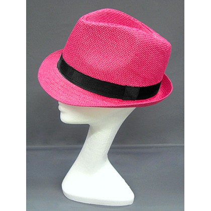 Fedora Straw Hat – 12 PCS Fuchsia - HT-1188FS